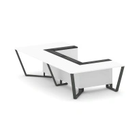 Стол для переговоров П-образный Steel Meet KM-PR.B.SP-07P / Тиквуд Светлый – Графит Глянец – Металл Антрацит / 1600×3200×750