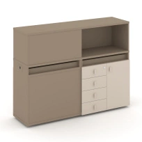 Estetica Набор №15. Тумба двойная+низкая надставка ES.NB.2N-15 Латте/Тиквуд тёмный 1500×410×1135