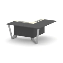 Проходной угловой модуль правый Steel Meet KM-PR.B.SPPOU-16(R) / Тиквуд Светлый – Графит Глянец – Металл Серый / 1600×1600×750