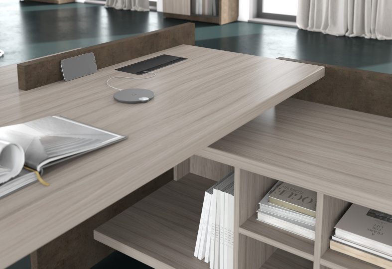 Кабинет руководителя WOOD&STONE цвет Бетон Чикаго Темный / Дрифтвуд