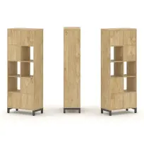 Стеллаж-перегородка односторонний высокий пятиярусный Style Project SN.NS-521 Тиквуд Светлый/Металл Белый 754×400×1982