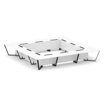 Стол для переговоров квадратный Steel Meet KD-PR.B.SP-24K / Тиквуд Светлый – Металл Черный / 4800×4800×750