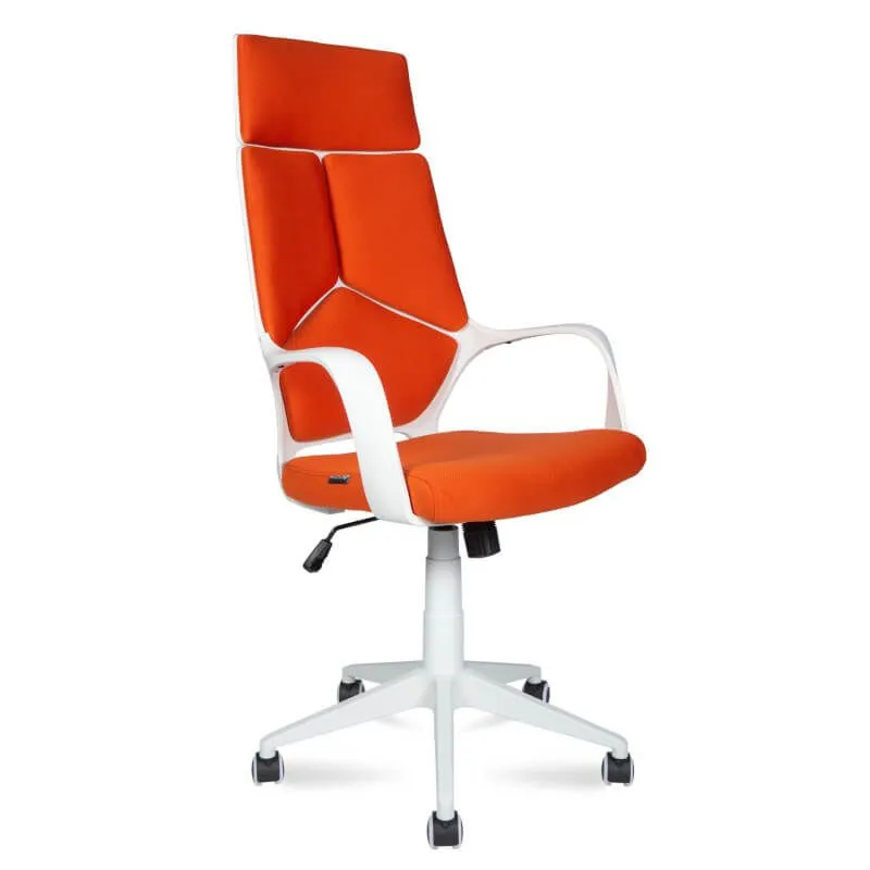 Кресло для руководителя NORDEN IQ / (White plastic orange) белый пластик /оранжевая ткань