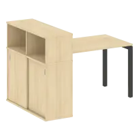 Metal System Quattro Стол офисный с шкафом-купе на П-образном м/к 50БП.РС-СШК-3.2 Т Вяз/Мокко металл 1610×1120×1098