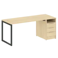 Metal System Quattro Р. ст. с тумбой на О-образном м/к 40БО.РС-СТП-1.3 Акация/Антрацит металл 1812*720*750
