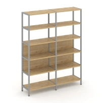 Двухсекционный стеллаж пятиярусный Shelf System SN.STM-521 Вяз Благородный/Металл Серый 1590×400×1980
