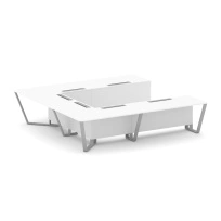 Стол для переговоров П-образный Steel Meet KD-PR.B.SP-11P / Тиквуд Светлый – Металл Серый / 3200×3200×750