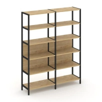 Двухсекционный стеллаж пятиярусный Shelf System SN.STM-521 Вяз Благородный/Металл Черный 1590×400×1980