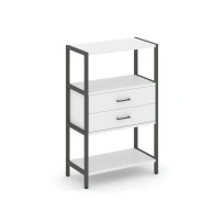 Односекционный стеллаж трехъярусный с ящиками Shelf System SN.STM-312 Тиквуд Светлый/Металл Антрацит 810×400×1246