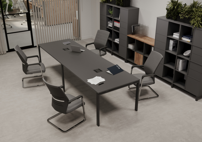 Столы для переговоров Style Project цвет Дуб Табак / Металл Белый