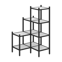 Loft Угловой внутренний стеллаж наборный VR.L-36 Тиквуд тёмный/Белый металл 862×862×1458