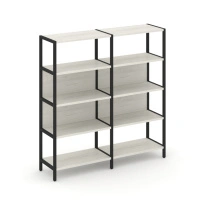 Двухсекционный стеллаж четырехъярусный Shelf System SN.STM-421 Тиквуд Светлый/Металл Черный 1590×400×1613