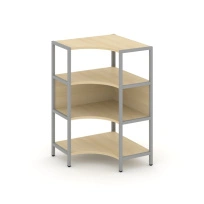 Односекционный угловой стеллаж трехъярусный Shelf System SN.STMU-311 Тиквуд Светлый/Металл Серый 810×810×1246