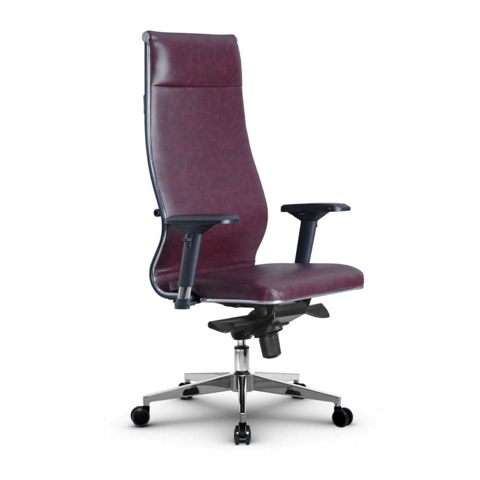 Кресло для руководителя Метта L 1m 42/4D_17841_Кожа перфорированная NewLeather – Темно-бордовый