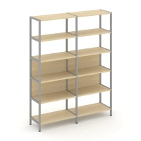 Двухсекционный стеллаж пятиярусный Shelf System SN.STM-521 Вяз Благородный/Металл Серый 1590×400×1980