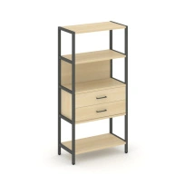 Односекционный стеллаж четырехъярусный с ящиками Shelf System SN.STM-412 Тиквуд Светлый/Металл Антрацит 810×400×1613