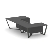 Стол для переговоров П-образный Steel Meet KD-PR.B.SP-07P / Тиквуд Светлый – Металл Антрацит / 1600×3200×750