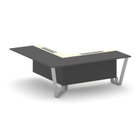 Проходной угловой модуль левый Steel Meet KM-PR.B.SPPOU-20(L) / Тиквуд Светлый – Графит Глянец – Металл Серый / 2000×2000×750