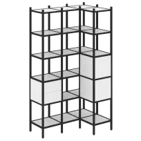 Loft Угловой внутренний стеллаж наборный VR.L-35 Тиквуд тёмный/Белый металл 1278×862×2280