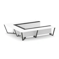 Стол для переговоров П-образный Steel Meet KM-PR.B.SP-11P / Тиквуд Светлый – Графит Глянец – Металл Антрацит / 3200×3200×750