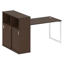 Metal System Стол офисный с шкафом-купе на О-образном м/к БО.РС-СШК-3.3 Т Дуб наварра/Серый металл 1810×1120×1098