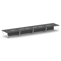 Стол для переговоров прямоугольный Steel Meet MD-PR.B.SP-24 / Тиквуд Светлый – Нержавеющая Сталь – Хром / 8000×1600×750