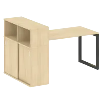 Metal System Quattro Стол офисный с шкафом-купе на О-образном м/к 50БО.РС-СШК-3.3 Т Вяз/Мокко металл 1810×1120×1098
