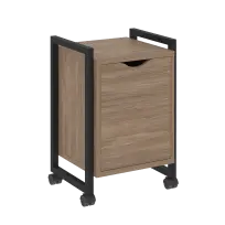 Loft Тумба на колесных опорах с распашным фасадом VR.L-T2.K Тиквуд тёмный/Чёрный металл 500×460×767