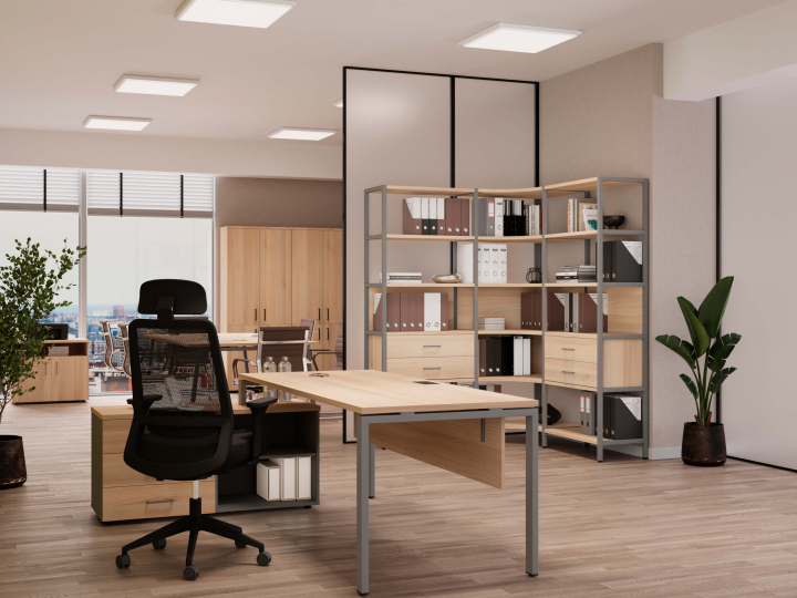 Мебель для персонала Shelf System цвет Акация Лорка / Металл Серый