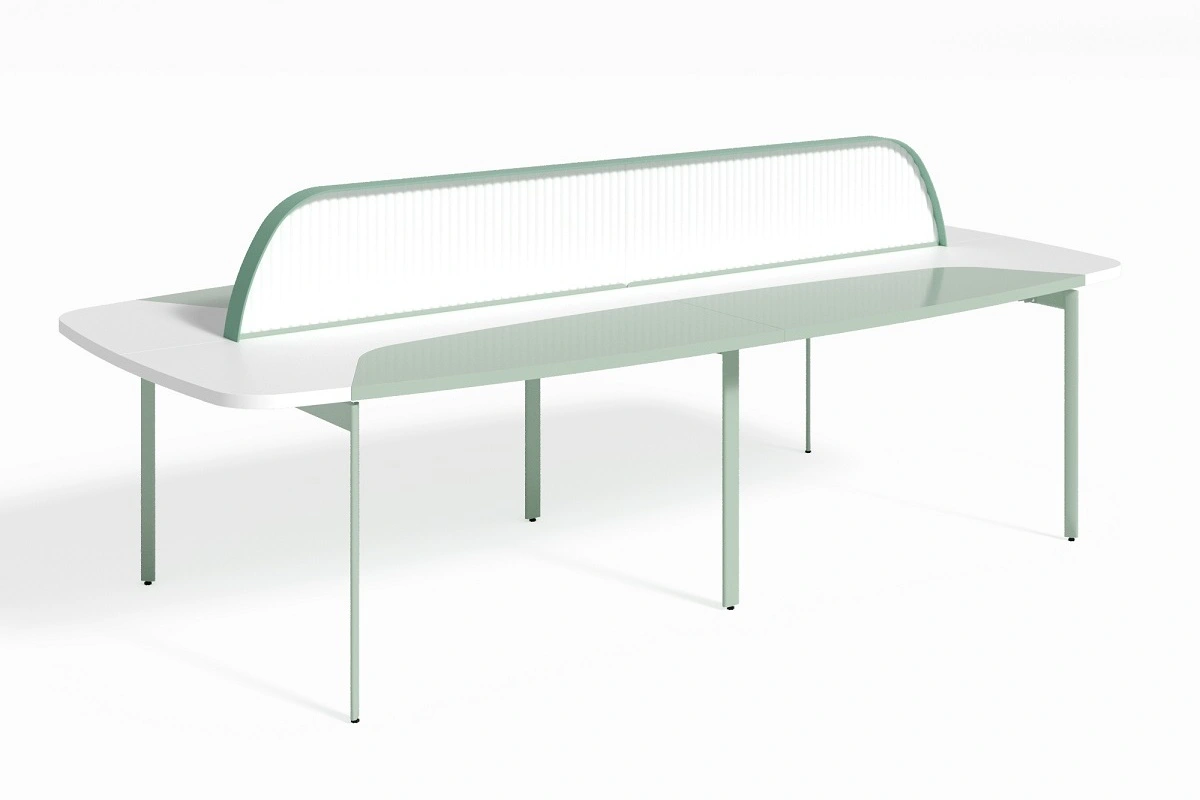 Стол-бенч с зелеными вставками и экраном ArtVision Light / Белый HM183892.W