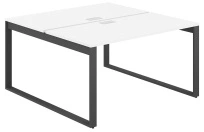 Стол-бенч с лючком Allegro / 1600×1438×750  / Профиль О-образный: 70×20 Антрацит / Столешница: Белый / AG.136.WH.L.72.AN
