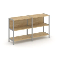 Двухсекционный стеллаж двухярусный Shelf System SN.STM-221 Тиквуд Светлый/Металл Серый 1590×400×879