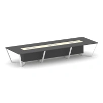 Стол для переговоров квадратный Steel Meet KM-PR.B.SP-16 / Тиквуд Светлый – Графит Глянец – Металл Белый / 4800×1600×750