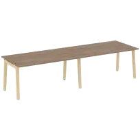 Onix Wood Стол переговорный (2 столешницы) OW.PRG-2.4 Белый бриллиант/Дуб светлый/Белый металл 3160×980×750