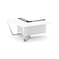 Завершающий угловой модуль левый Steel Meet MM-PR.B.SPZOU-16(L) / Тиквуд Светлый – Графит Глянец – Нержавеющая Сталь – Хром / 1600×1600×750