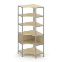 Односекционный угловой стеллаж пятиярусный Shelf System SN.STMU-511 Тиквуд Светлый/Металл Серый 810×810×1980