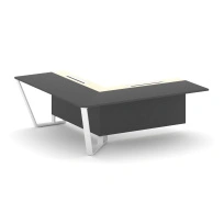 Завершающий угловой модуль левый Steel Meet KM-PR.B.SPZOU-20(L) / Тиквуд Светлый – Графит Глянец – Металл Белый / 2000×2000×750