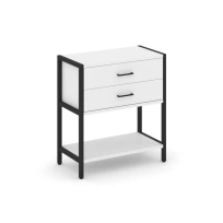 Односекционный стеллаж двухярусный с ящиками Shelf System SN.STM-212 Тиквуд Светлый/Металл Черный 810×400×879