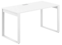 Стол офисный с лючком Allegro / 1400×800×750  / Профиль О-образный: 70×20 Металлокаркас:  Белый / Столешница: Акация равелло/ AG.108.AR.L.72.WH
