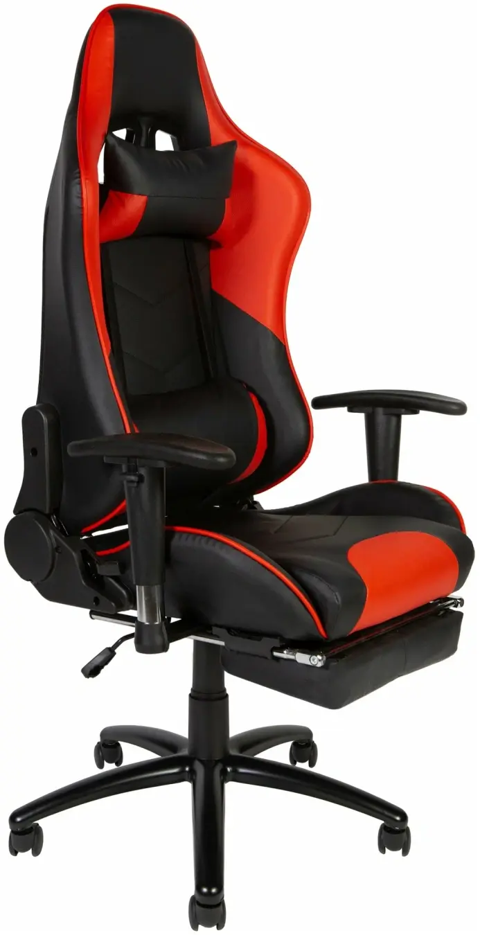 Кресло игровое NORDEN Lotus GTS реклайнер / черно-красная экокожа/ стальная крестовина