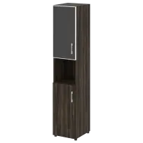 Шкаф узкий LT.SU-1.4 R (L) black Yalta / Дуб Мали – Стекло Black 400×450×1987