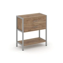 Односекционный стеллаж двухярусный с ящиками Shelf System SN.STM-212 Тиквуд Светлый/Металл Серый 810×400×879