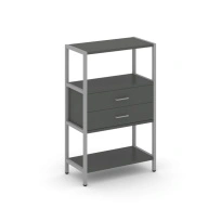 Односекционный стеллаж трехъярусный с ящиками Shelf System SN.STM-312 Тиквуд Светлый/Металл Серый 810×400×1246