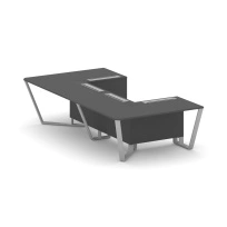 Стол для переговоров П-образный Steel Meet KD-PR.B.SP-07P / Тиквуд Светлый – Металл Серый / 1600×3200×750