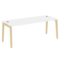 Onix Wood Direct Стол руководителя OW.SRR-6.8 Белый бриллиант/Дуб светлый/Белый металл 1980*800*750