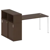 Metal System Стол офисный с шкафом-купе на П-образном м/к БП.РС-СШК-3.4 Т Дуб наварра/Серый металл 2010×1120×1098