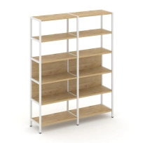 Двухсекционный стеллаж пятиярусный Shelf System SN.STM-521 Вяз Благородный/Металл Белый 1590×400×1980