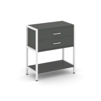 Односекционный стеллаж двухярусный с ящиками Shelf System SN.STM-212 Тиквуд Светлый/Металл Белый 810×400×879
