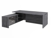 Стол для руководителя с опорной тумбой левый Festus FI-121L.GG  / Фурнитура INOX / Древесина графит / Мрамор леванто белый