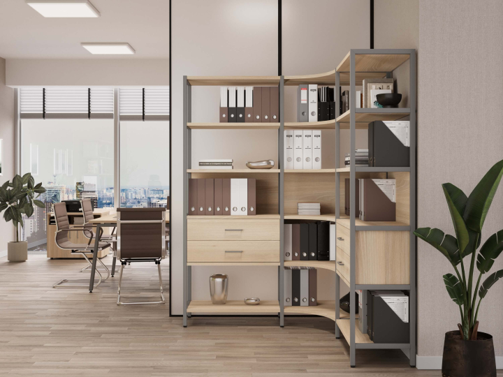 Мебель для персонала Shelf System цвет Акация Лорка / Металл Серый